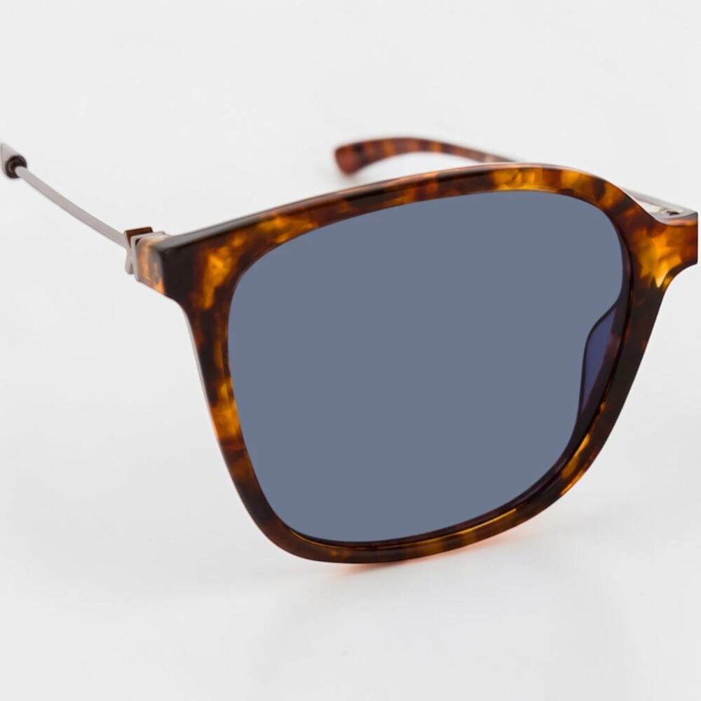 Kenzo Havana Tortoise Square Sunglasses Blue Gray Lens Slim Arms Italy UV400 NWT - Picture 2 of 7